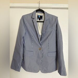 J.Crew  Blue Striped Regent Blazer size 8